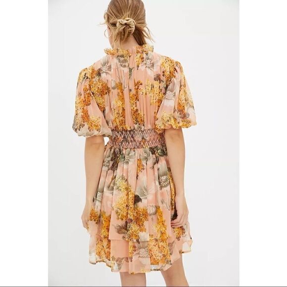 NEW Anthropologie Not So Serious Pallavi Mohan Amaranth Puff-Sleeve Dress Small - Picture 3 of 3